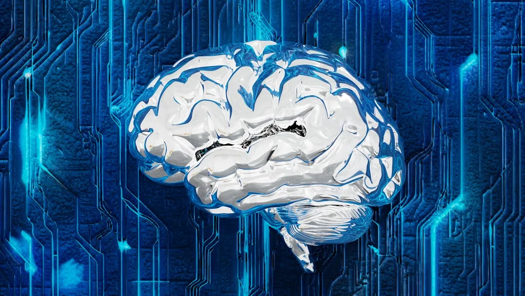 A computer circuit board with a brain on it representing AI model selection